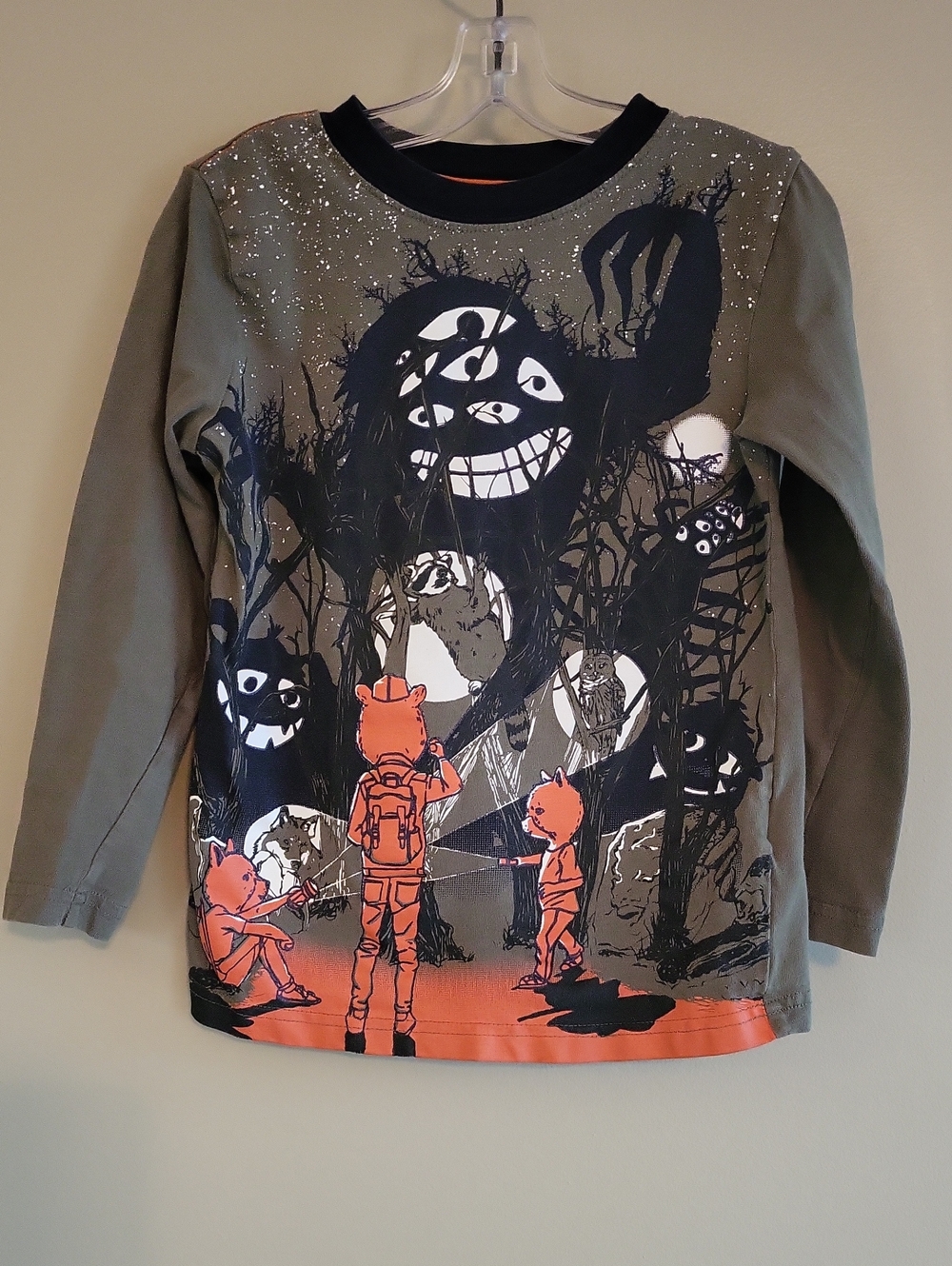 Joe Fresh green monster long sleeve tee shirt